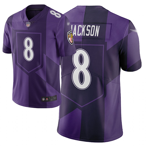 Baltimore Ravens Limited Purple Men Lamar Jackson Jersey NFL Football 8 City Edition